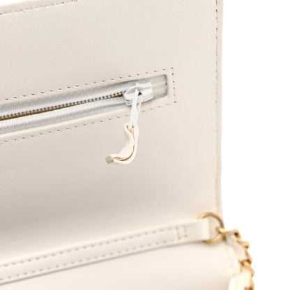 Chanel Lambskin Quilted CC Pearl Crush Wallet on Chain WOC White 11 of 12