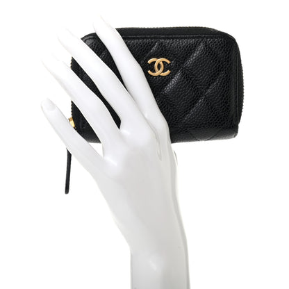 Chanel Caviar Quilted Zip Coin Purse Black 2 of 7