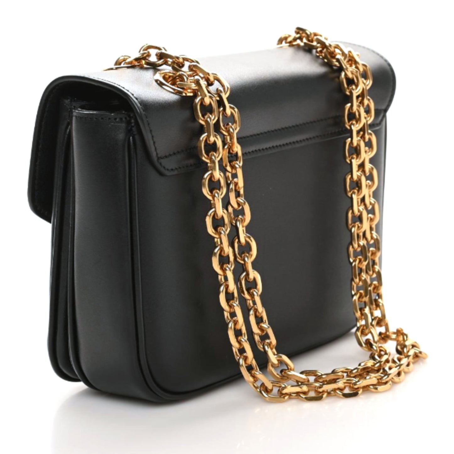 Shiny Calfskin Small C Bag Black