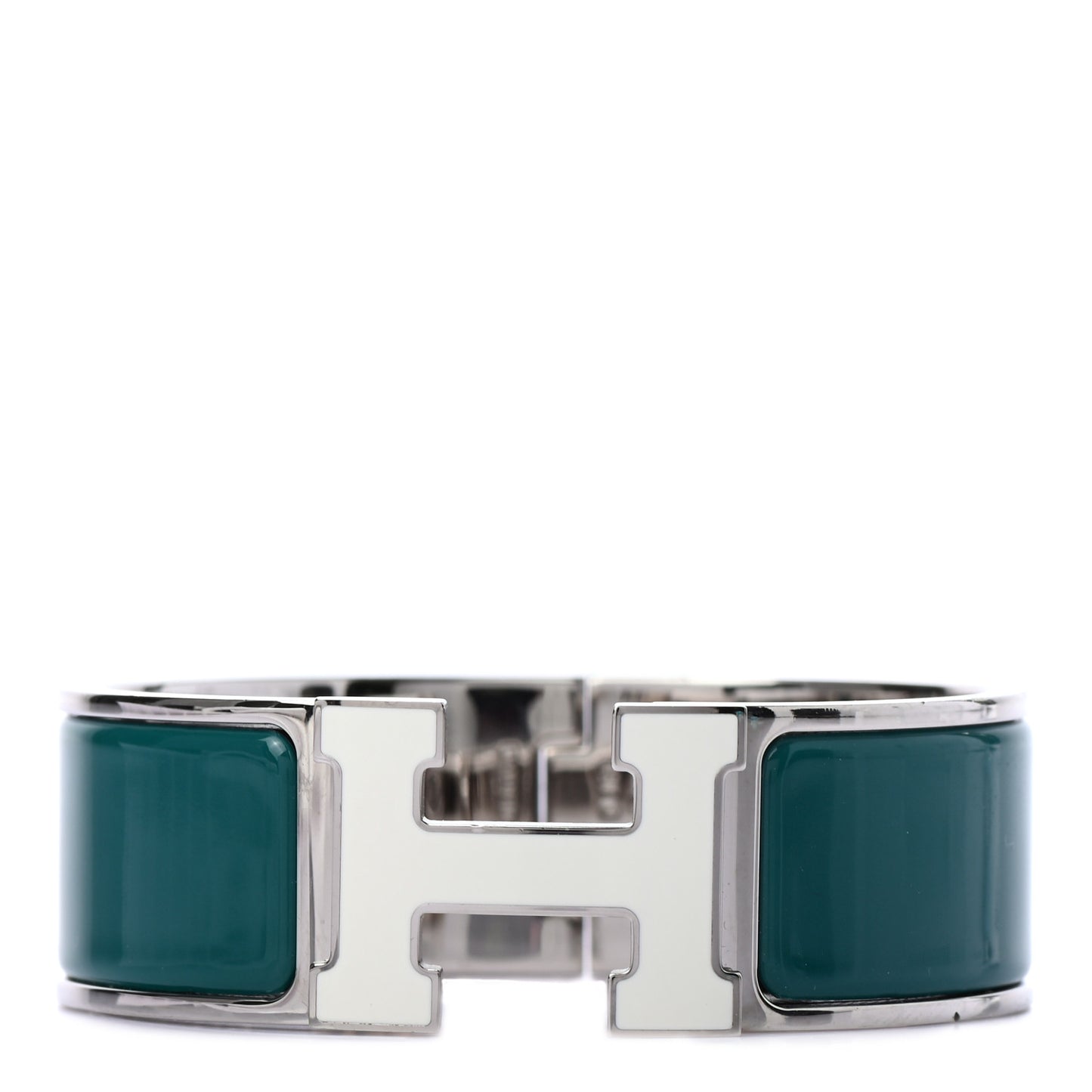 Enamel Wide Clic Clac H Bracelet PM Bleu Canard White