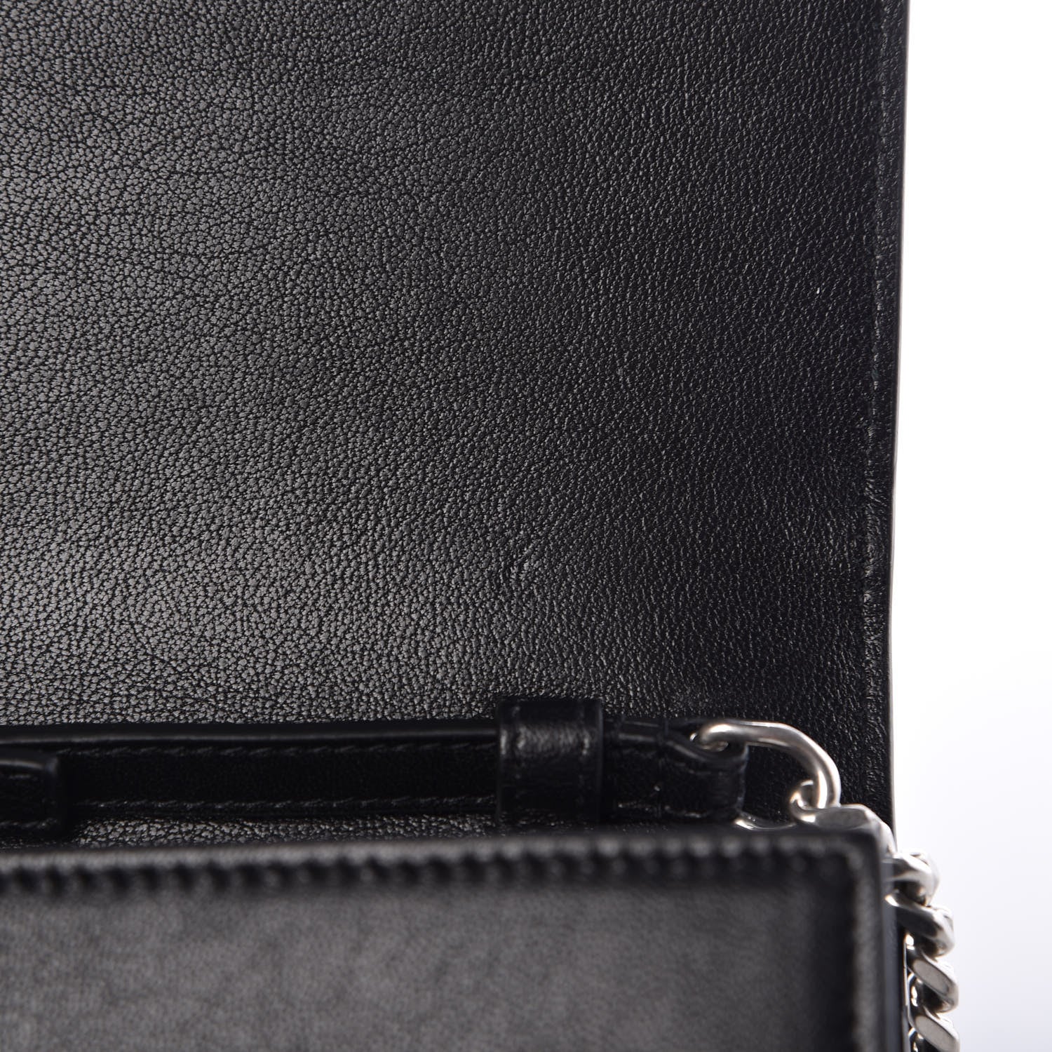 Saint Laurent Lambskin Bandana Studded Monogram Chain Wallet Black 8 of 8