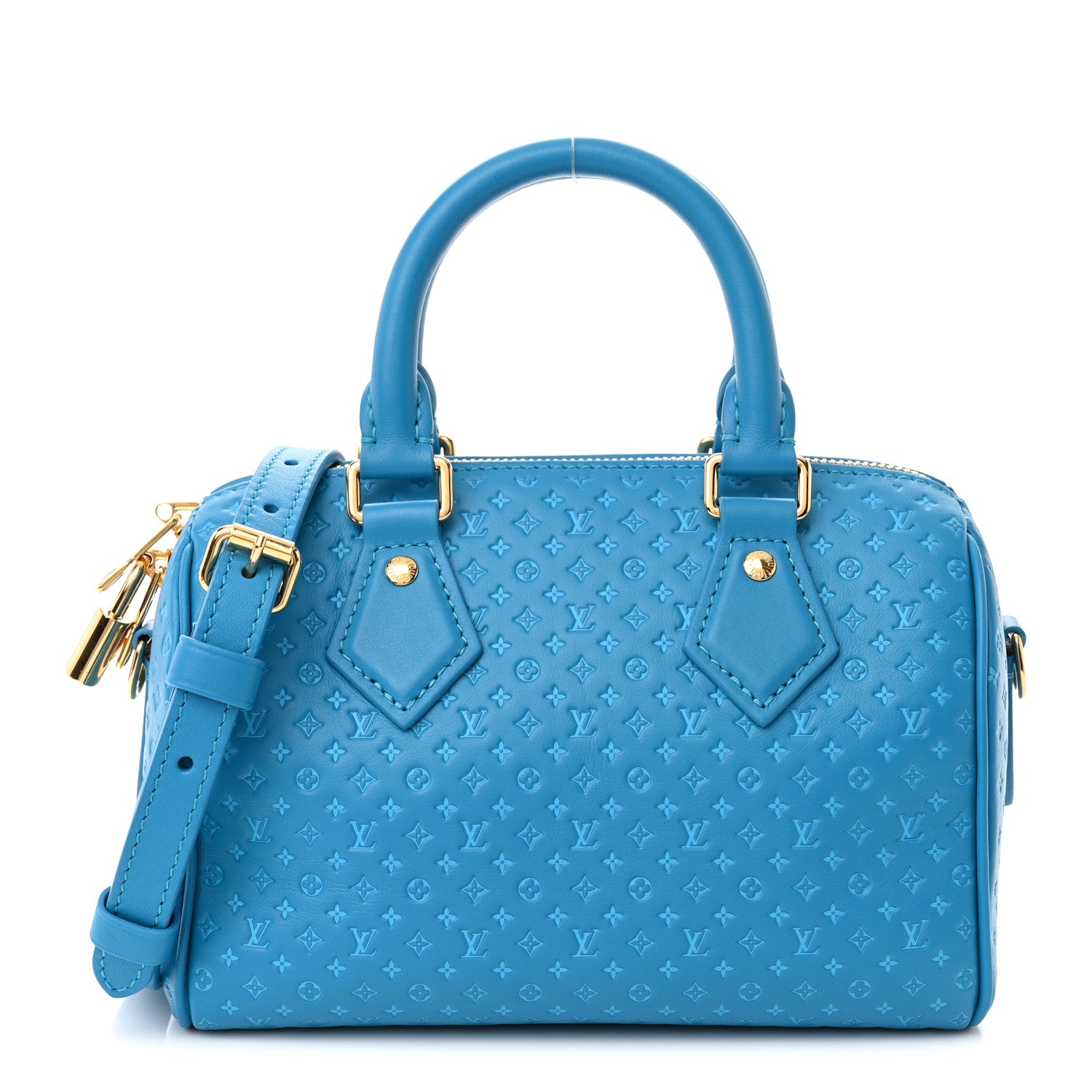 Louis Vuitton Calfskin Nanogram Embossed Speedy 20 Bleu 1 of 9