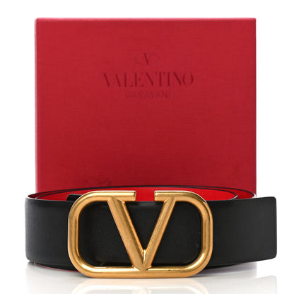 Valentino Garavani Glossy Calfskin VLogo Reversible 40mm Belt 80 Black Rouge Pur 7 of 7