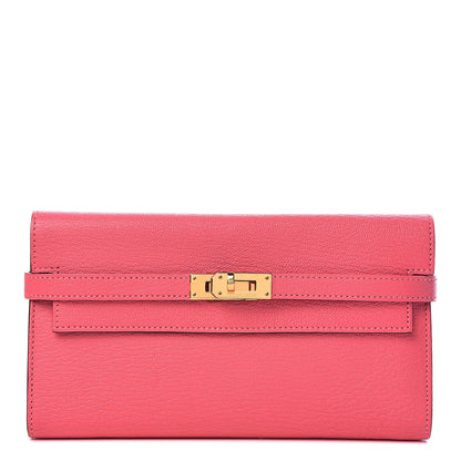 Hermes Chevre Mysore Kelly Longue Wallet Rose Lipstick 1 of 9