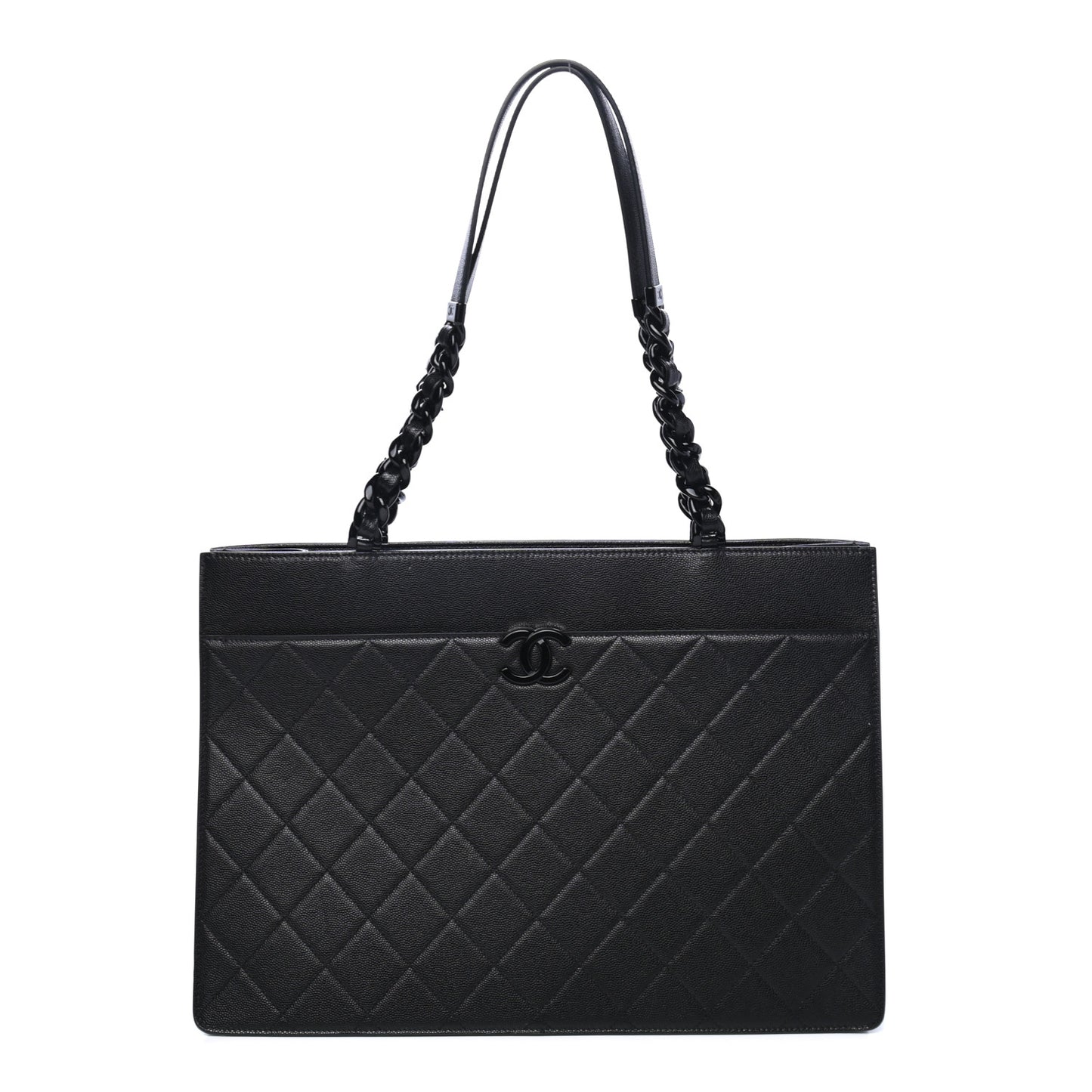 Caviar Quilted My Everything Large Shopping Tote Black