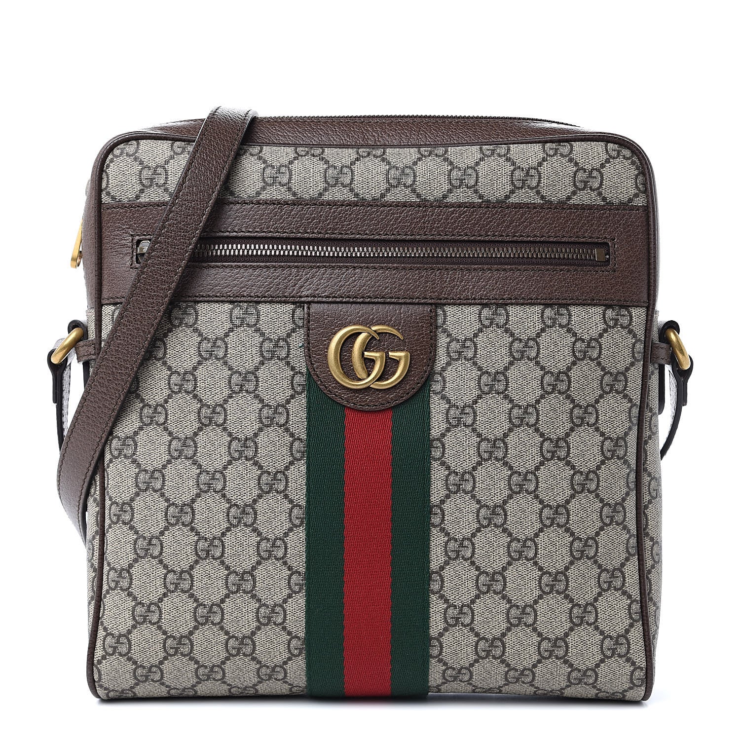 Gucci GG Supreme Monogram Web Medium Ophidia Messenger Bag Brown 1 of 9