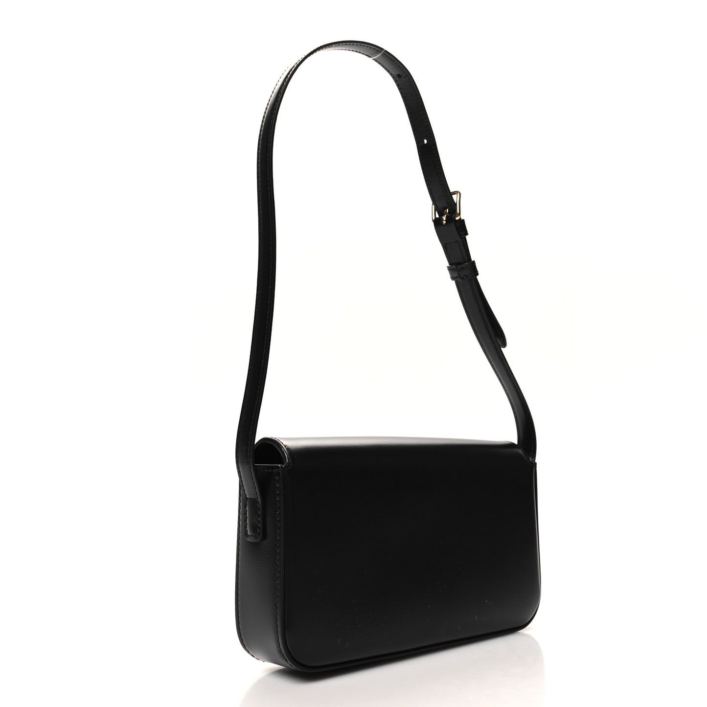 Shiny Calfskin Triomphe Shoulder Bag Black