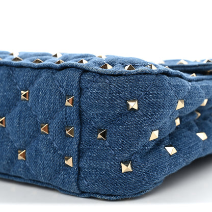 Valentino Garavani Denim Medium Rockstud Spike Shoulder Bag Denim 9 of 9