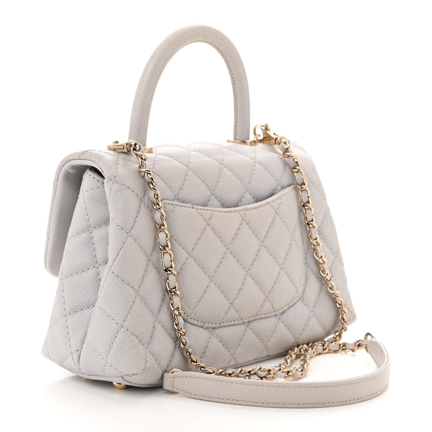 Chanel Caviar Quilted Mini Coco Handle Flap Light Grey 3 of 12