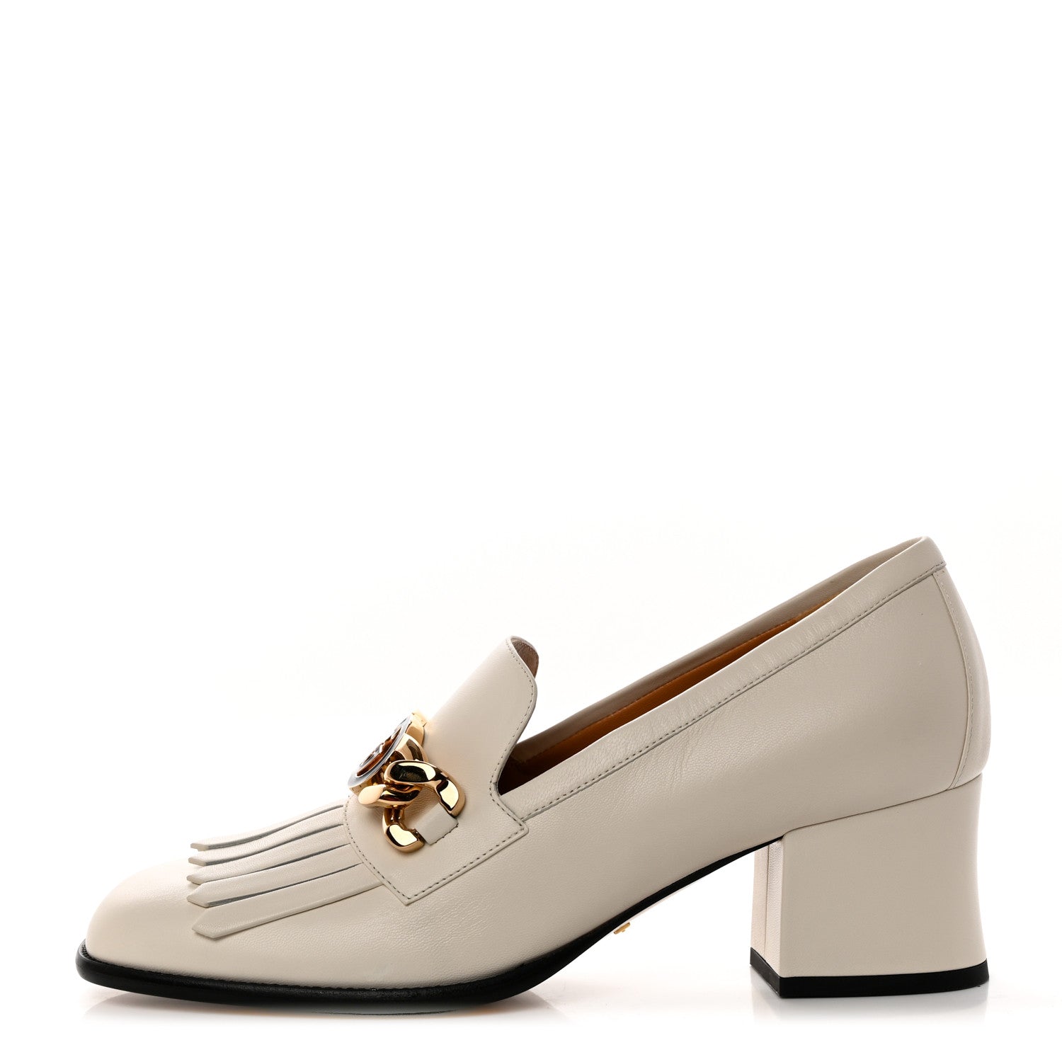 Gucci Malaga Kid Interlocking G Fringe 55mm Loafer Pumps 40 Mystic White 1 of 11