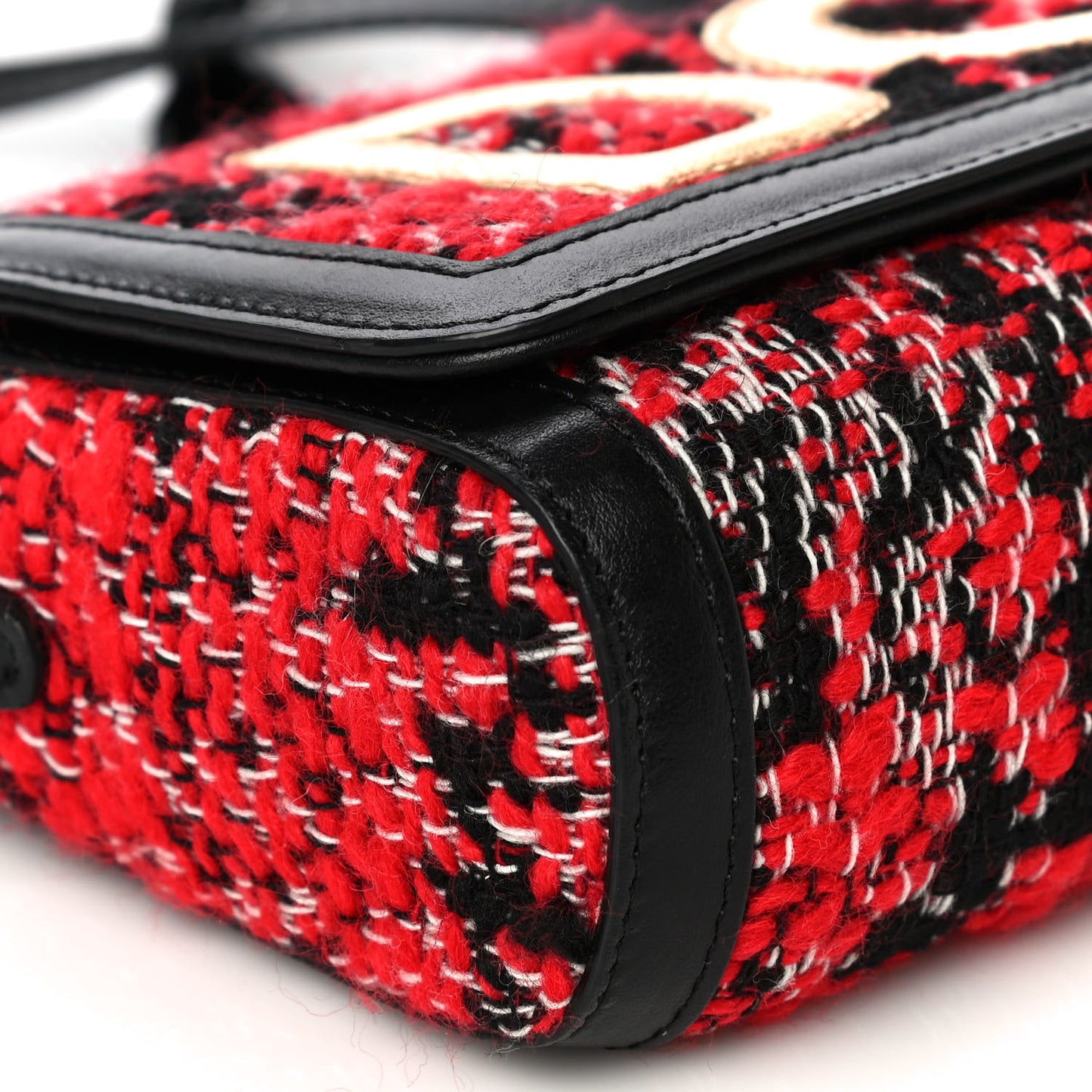 Tweed DG Girls Shoulder Bag Black Red