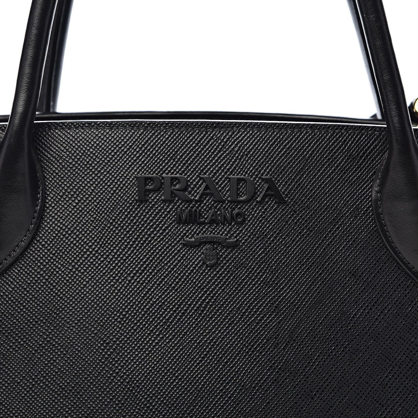 Saffiano Cuir Calfskin Medium Monochrome Top Handle Tote Black