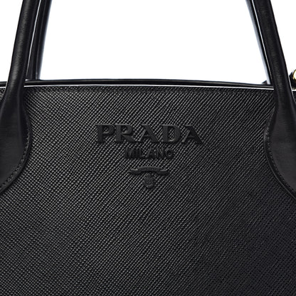 Prada Saffiano Cuir Calfskin Medium Monochrome Top Handle Tote Black 11 of 11