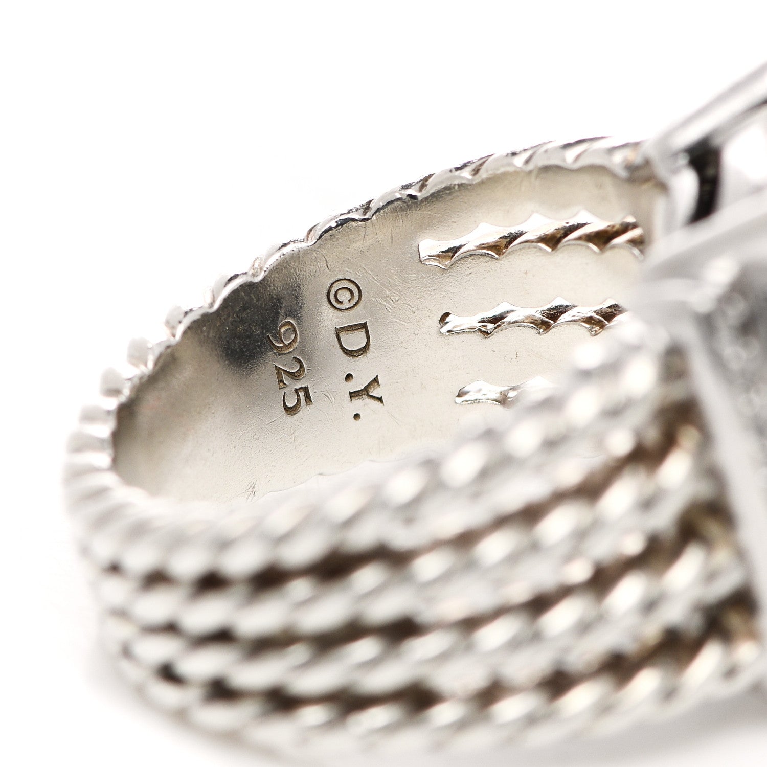 David Yurman Sterling Silver Diamond 16mm Wheaton Ring 56 7.75 5 of 5