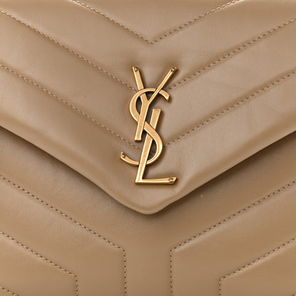 Saint Laurent Calfskin Y Quilted Monogram Small Loulou Chain Satchel Dark Beige 8 of 10