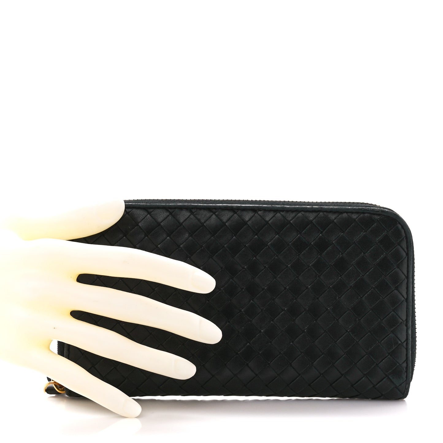 Nappa Intrecciato Zip Around Wallet Black