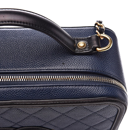 Chanel Caviar Quilted Large CC Filigree Vanity Case Navy Black 15 of 16