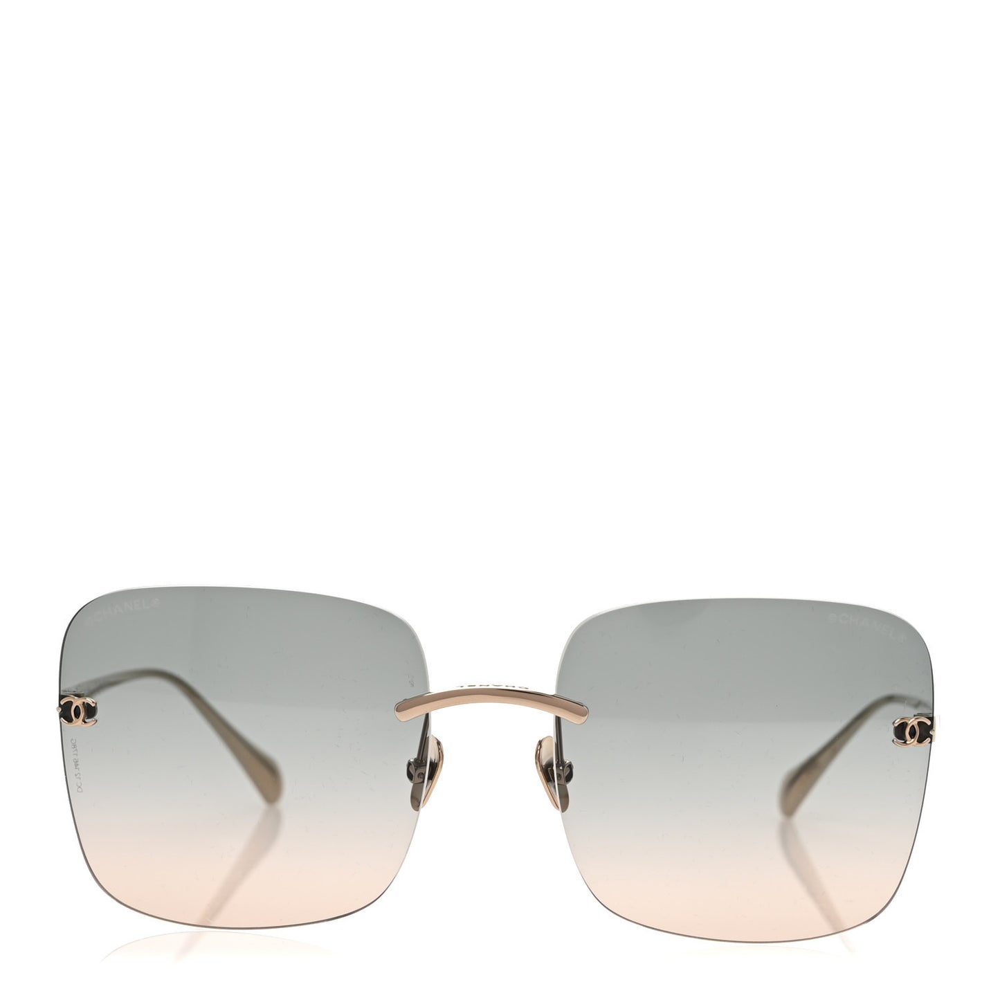 Titanium Rimless Square Sunglasses 4287-T Gold Black