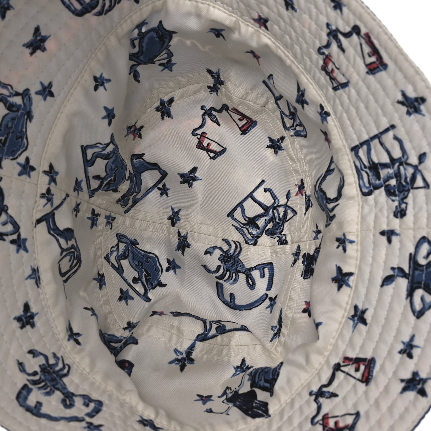 Silk Zodiac Reversible Bucket Hat S White Blue