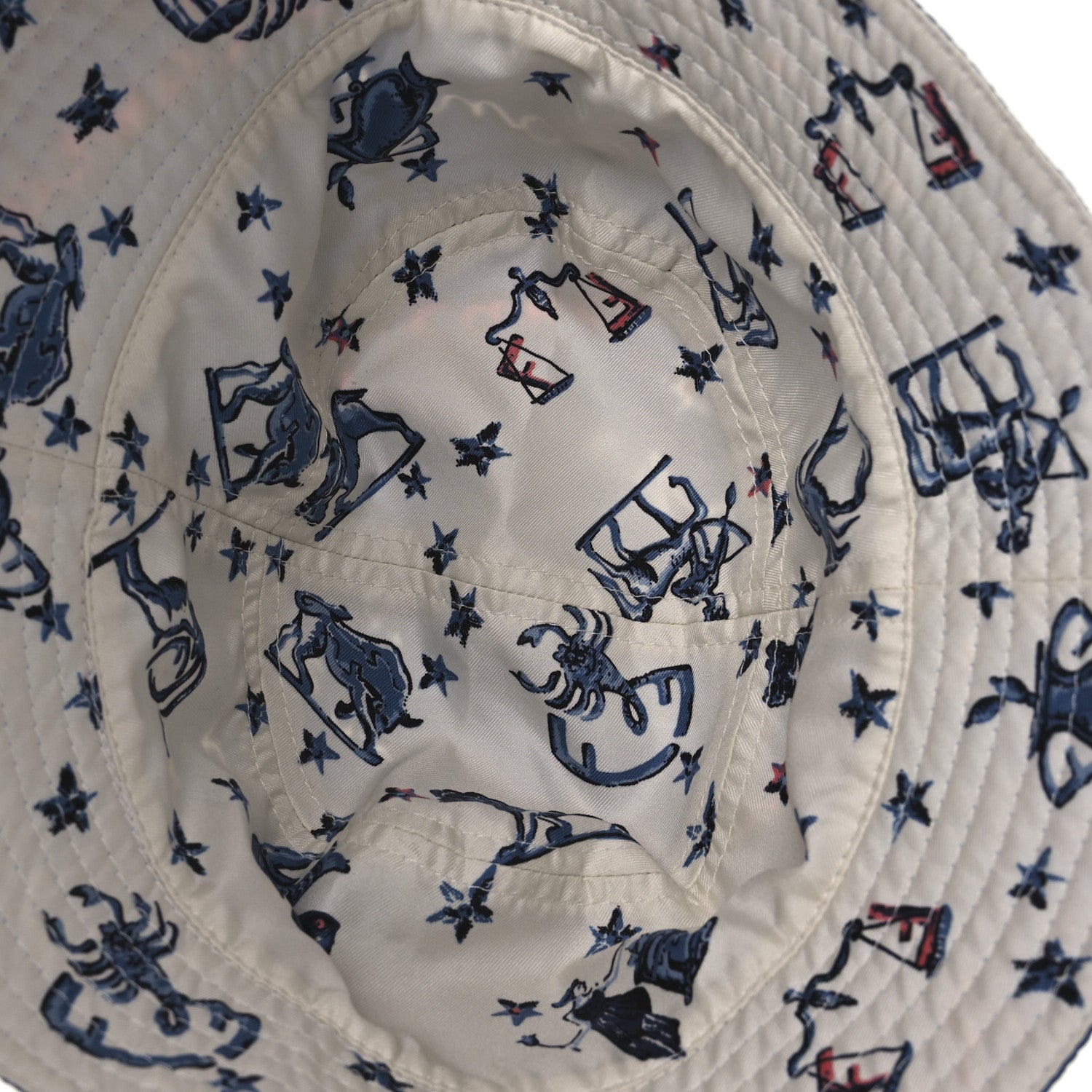 Fendi Silk Zodiac Reversible Bucket Hat S White Blue 13 of 14