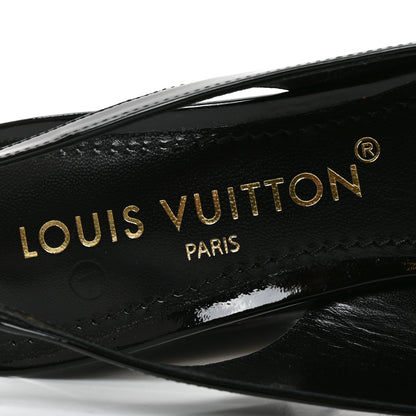 Louis Vuitton Patent Calfskin Shake Slingback Pumps 37 Black 7 of 10