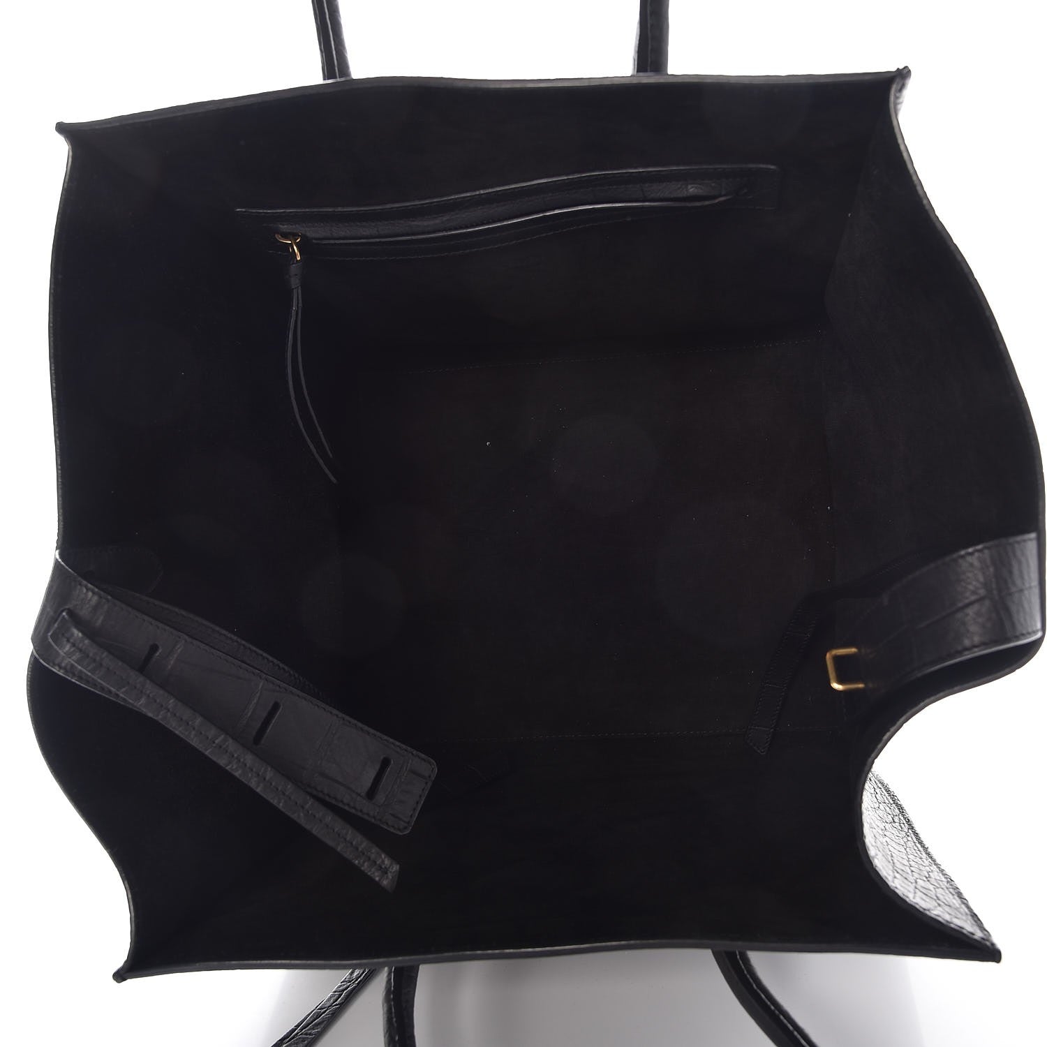 Celine Crocodile Embossed Calfskin Medium Phantom Luggage Black 7 of 10