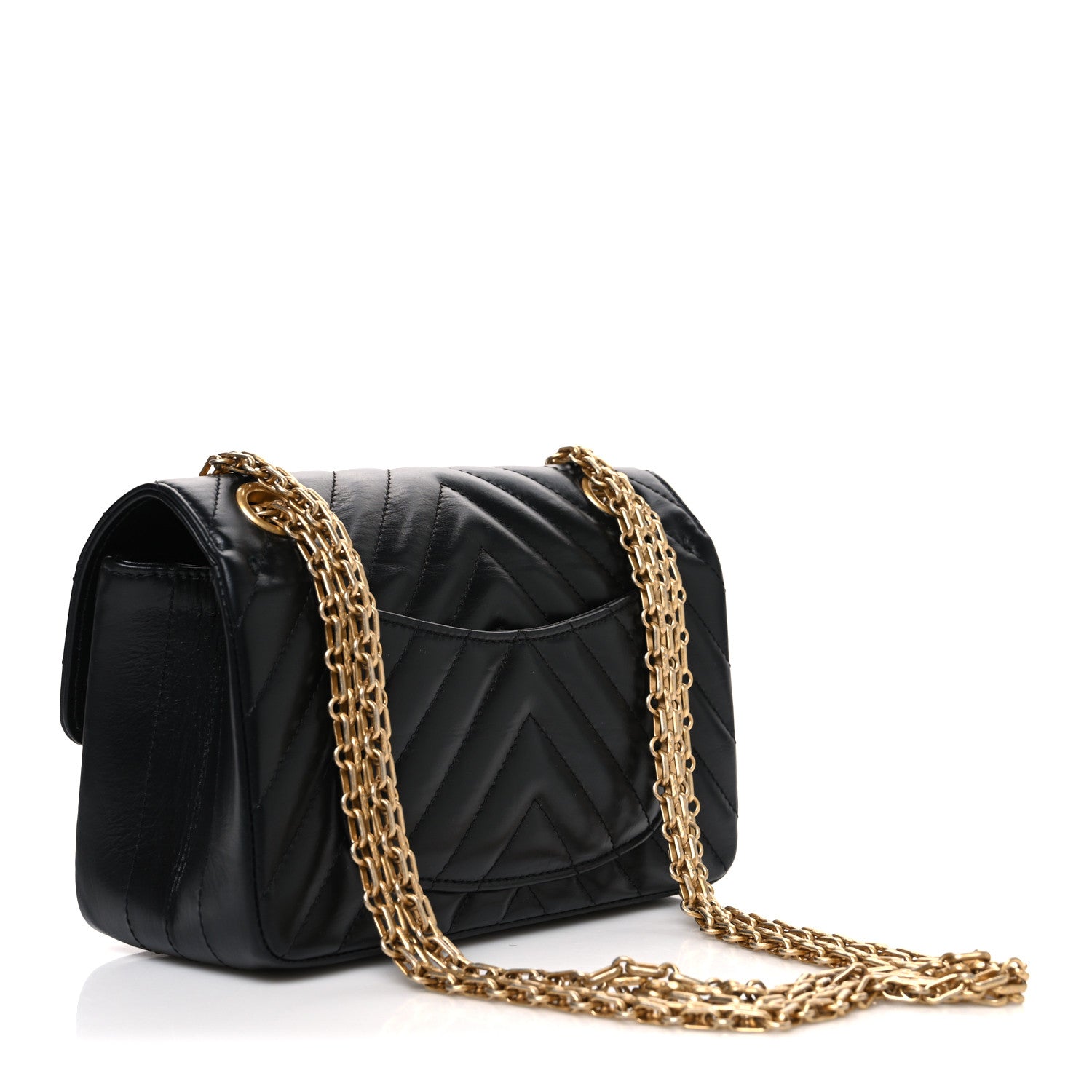 Chanel Aged Calfskin Chevron Quilted 2.55 Reissue Mini Flap Black 3 of 10