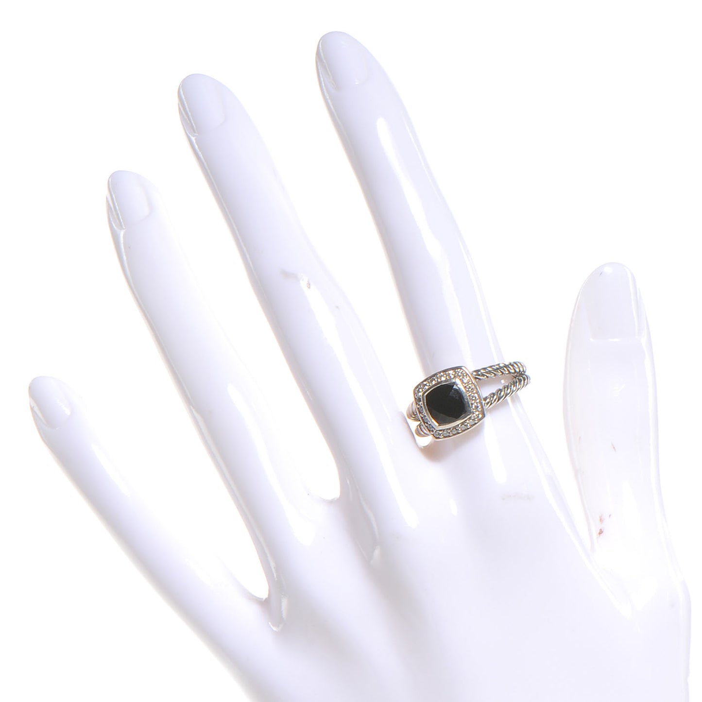 Sterling Silver Diamond Black Onyx 7mm Petite Albion Ring 54 7