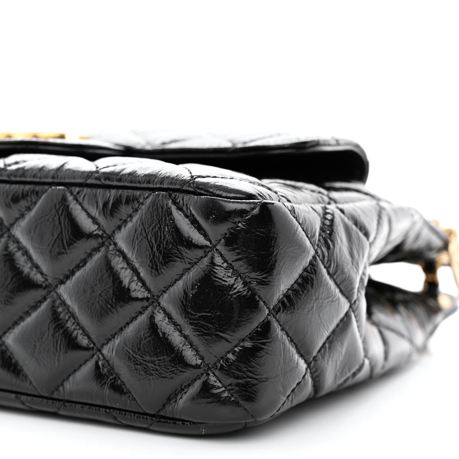 Chanel Shiny Crumpled Calfskin Quilted Wavy CC Hobo Black 11 of 12