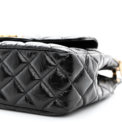 Chanel Shiny Crumpled Calfskin Quilted Wavy CC Hobo Black 11 of 12
