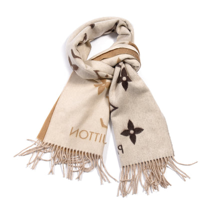 Louis Vuitton Cashmere Monogram Gradient Reykjavik Scarf Beige 1 of 5
