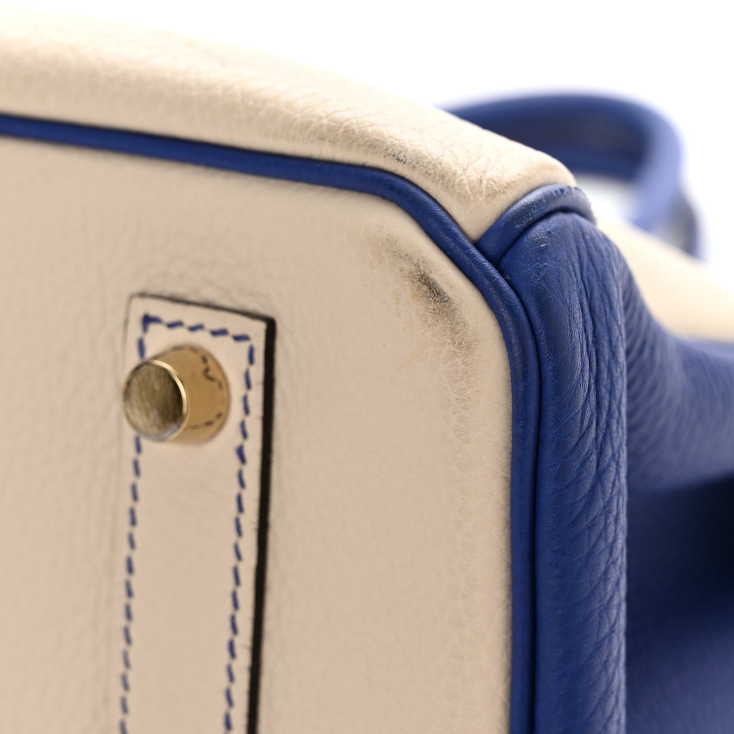 Togo Horseshoe Birkin 35 Craie Bleu Electric