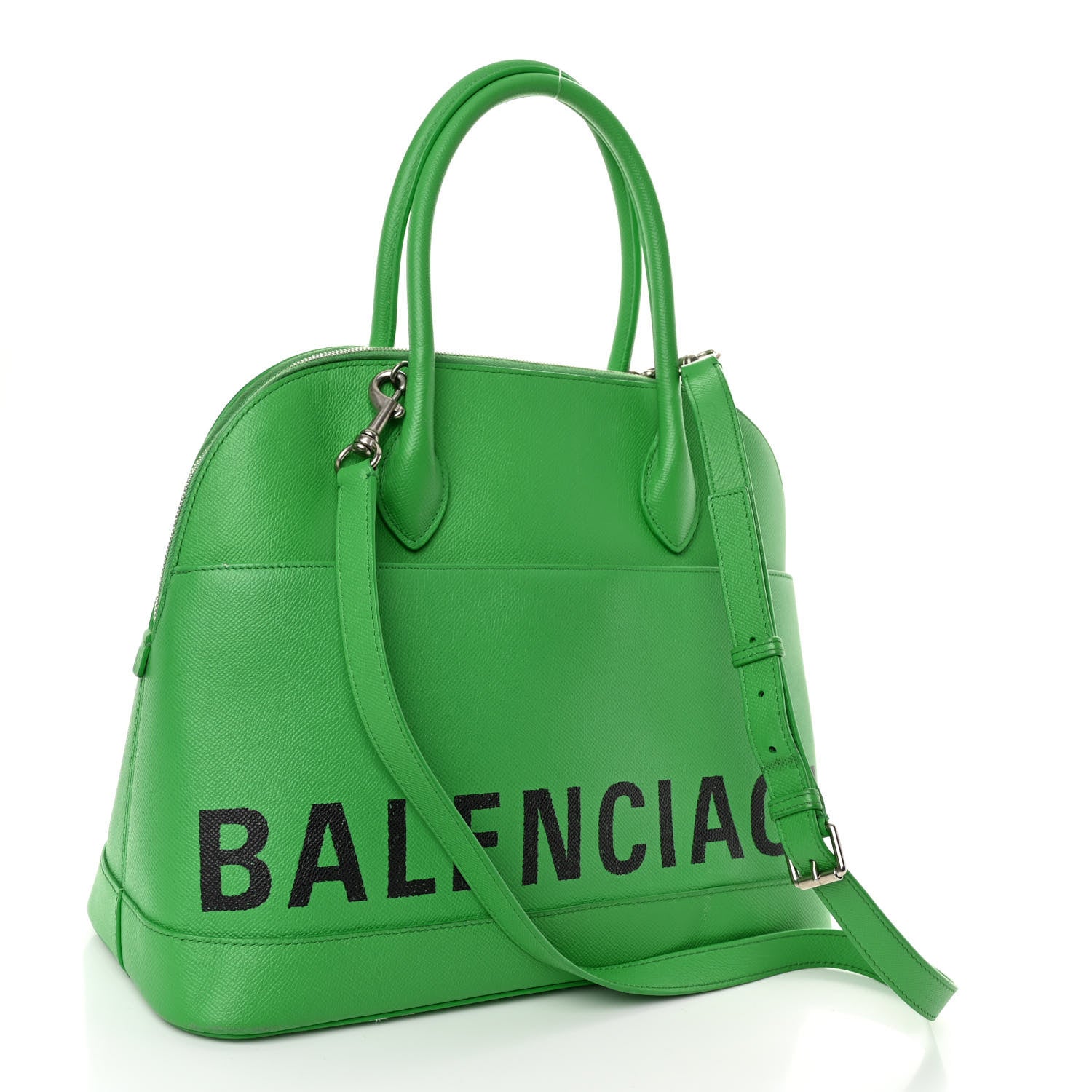 Balenciaga Signature Grained Calfskin Logo M Ville Top Handle Bag Green 3 of 13