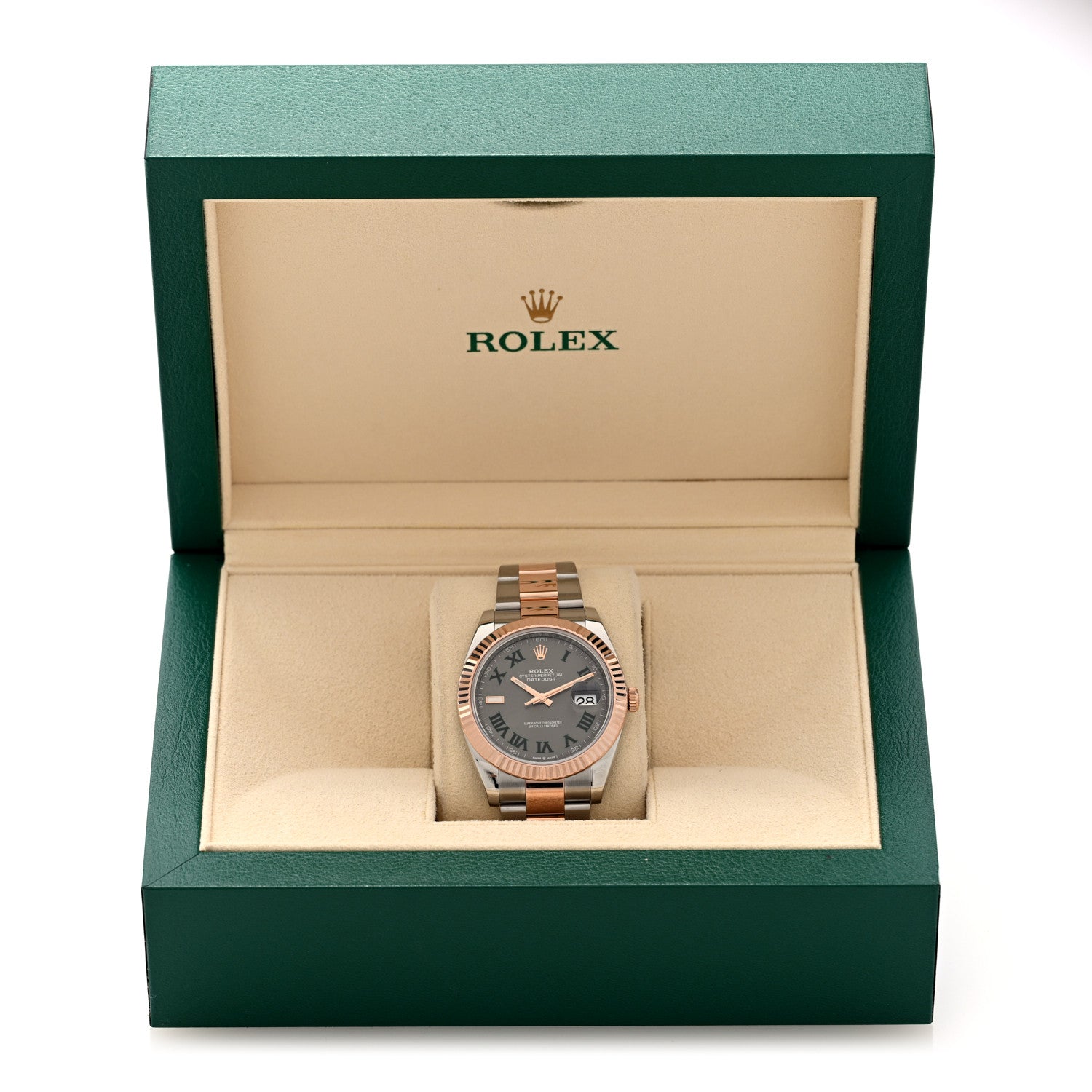 Rolex Stainless Steel 18K Everose Gold 41mm Oyster Perpetual Wimbledon Datejust Watch Slate 126331 5 of 5
