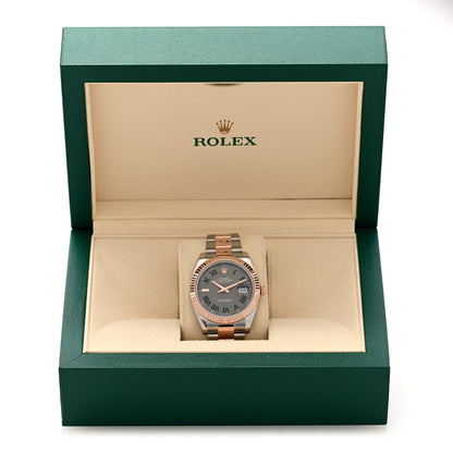 Rolex Stainless Steel 18K Everose Gold 41mm Oyster Perpetual Wimbledon Datejust Watch Slate 126331 5 of 5