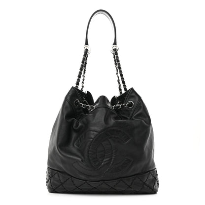 Chanel Calfskin Drawstring CC Bucket Bag Black 1 of 14