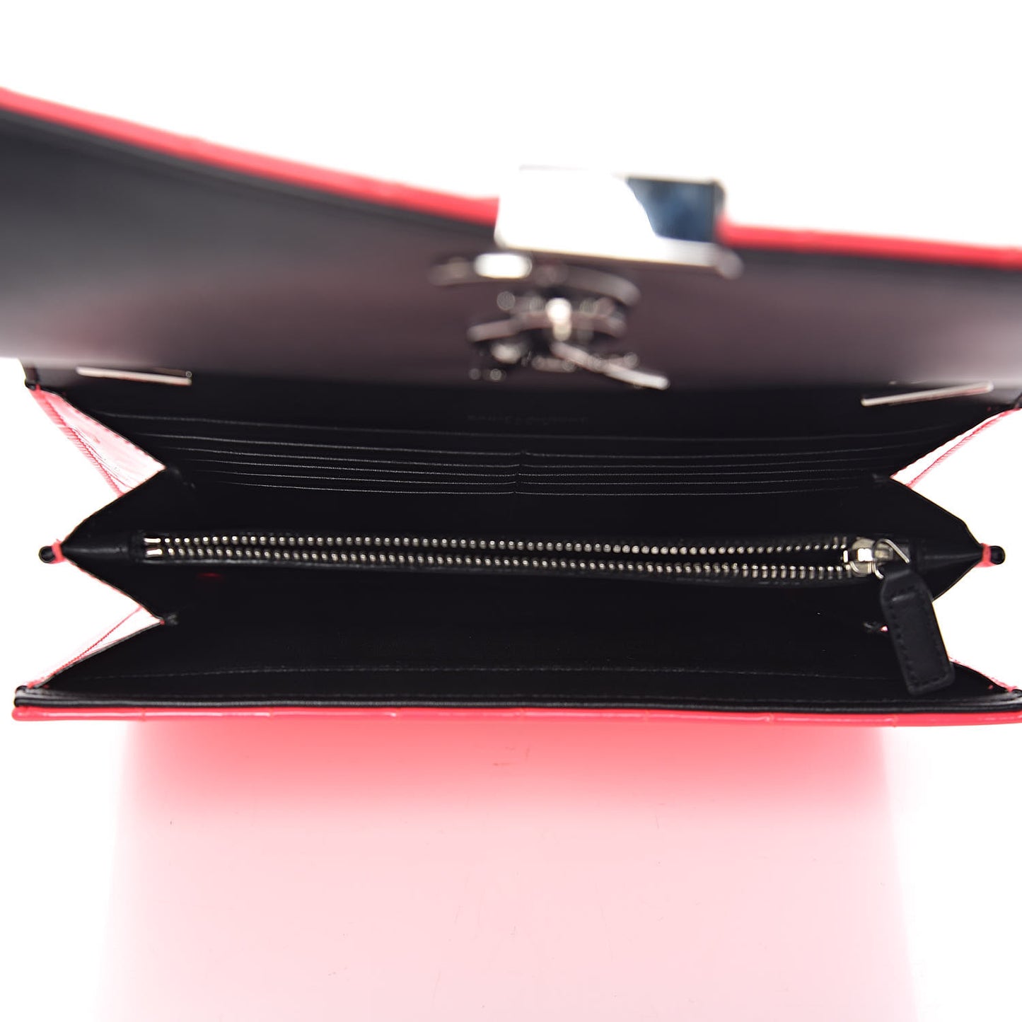 Patent Calfskin Matelasse Monogram Vicky Chain Wallet Neon Pink