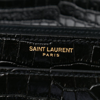 Saint Laurent Calfskin Crocodile Embossed Medium Monogram Sunset Black 5 of 9