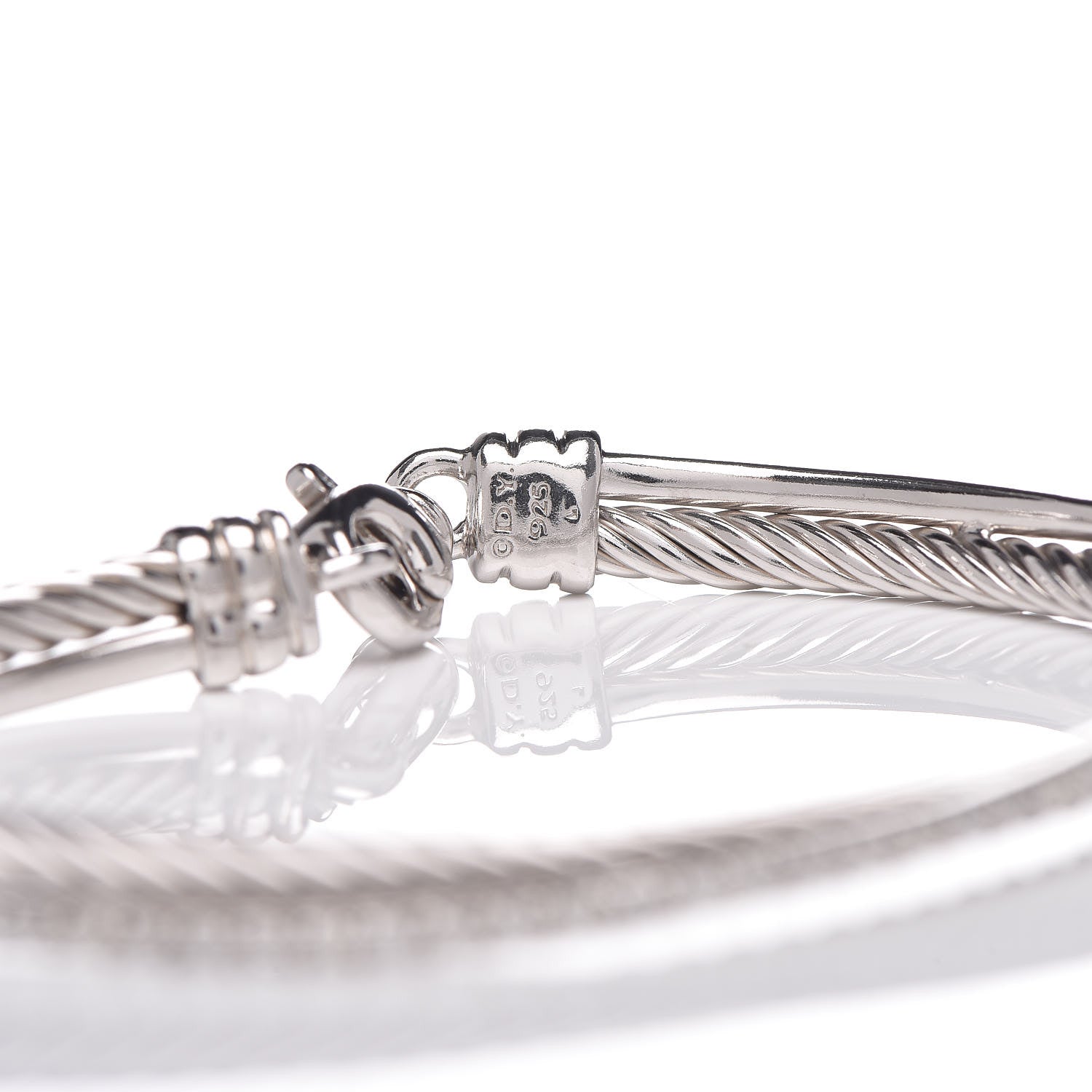 David Yurman Sterling Silver Diamond 3mm Crossover Bracelet 5 of 5