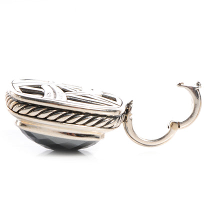 David Yurman Sterling Silver Onyx 14mm Albion Enhancer Pendant 4 of 5