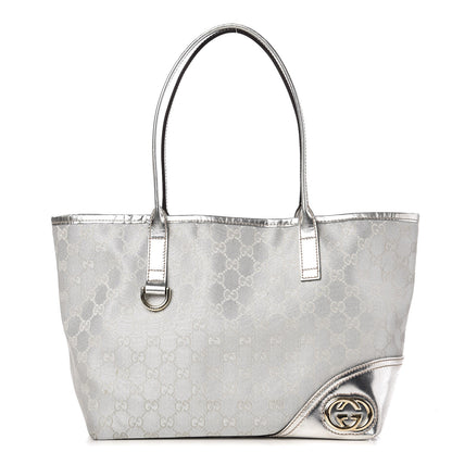 Gucci Metallic Monogram New Britt Medium Tote Silver 1 of 14
