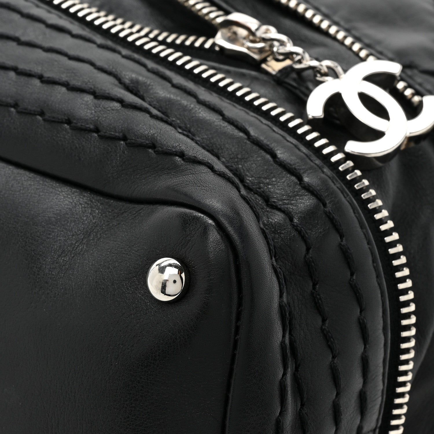 Chanel Calfskin Stitched Large Expandable Flap Bag Black 15 of 15