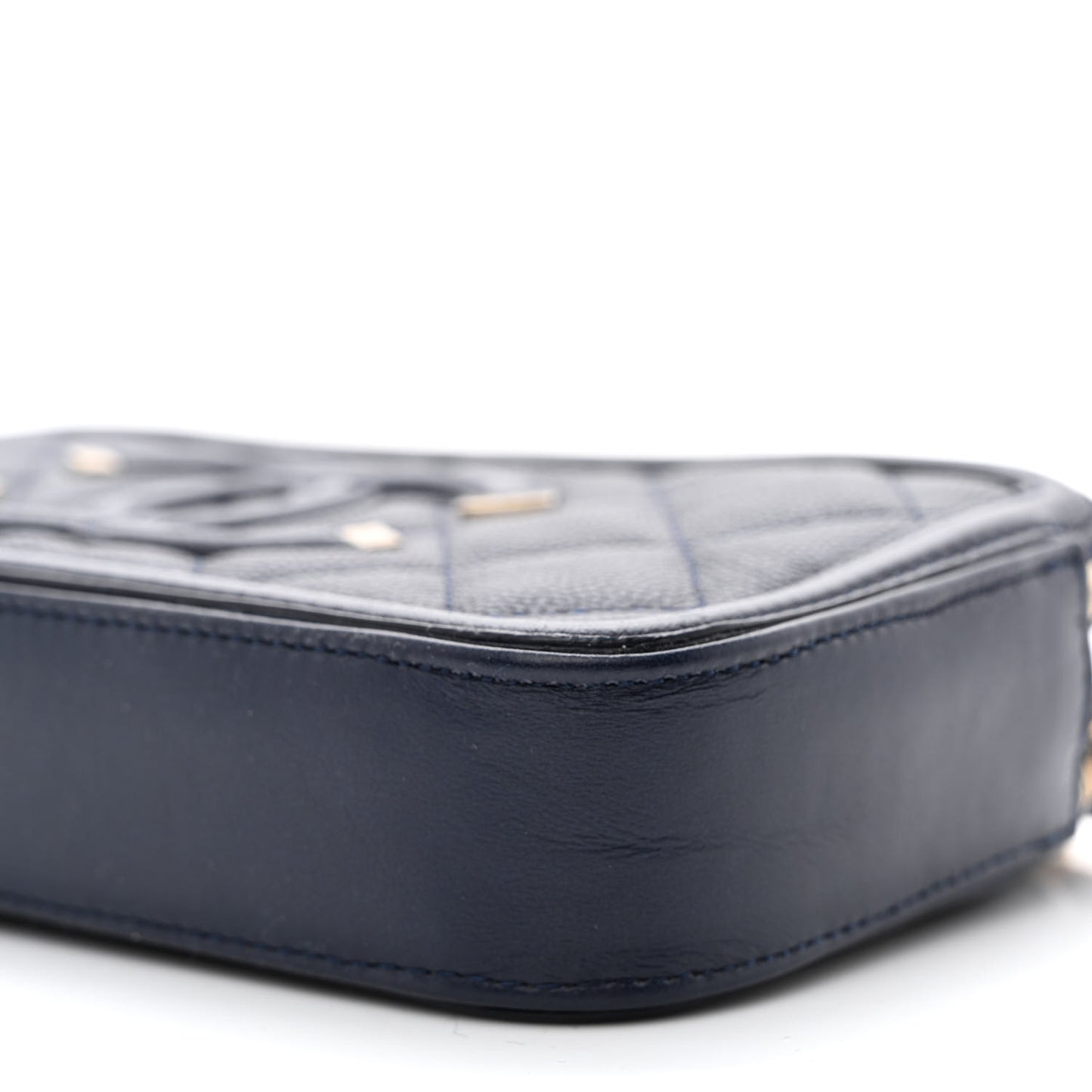 Caviar Quilted CC Filigree Clutch With Chain Navy