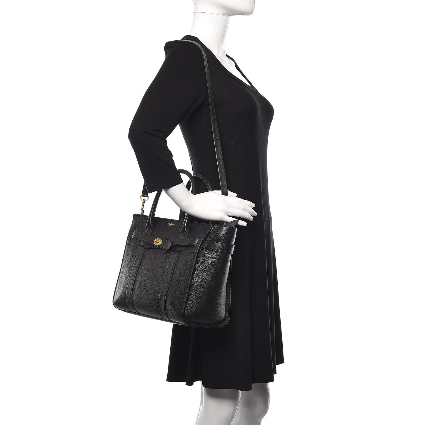 Classic Grain Small Bayswater Zip Tote Black