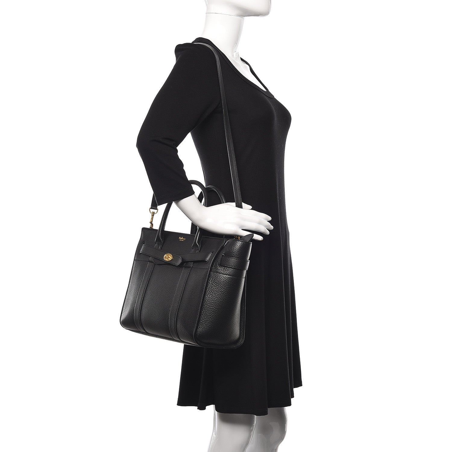 Mulberry Classic Grain Small Bayswater Zip Tote Black 2 of 9
