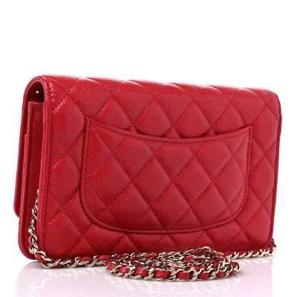 Chanel Caviar Quilted Wallet on Chain WOC Red 3 of 11