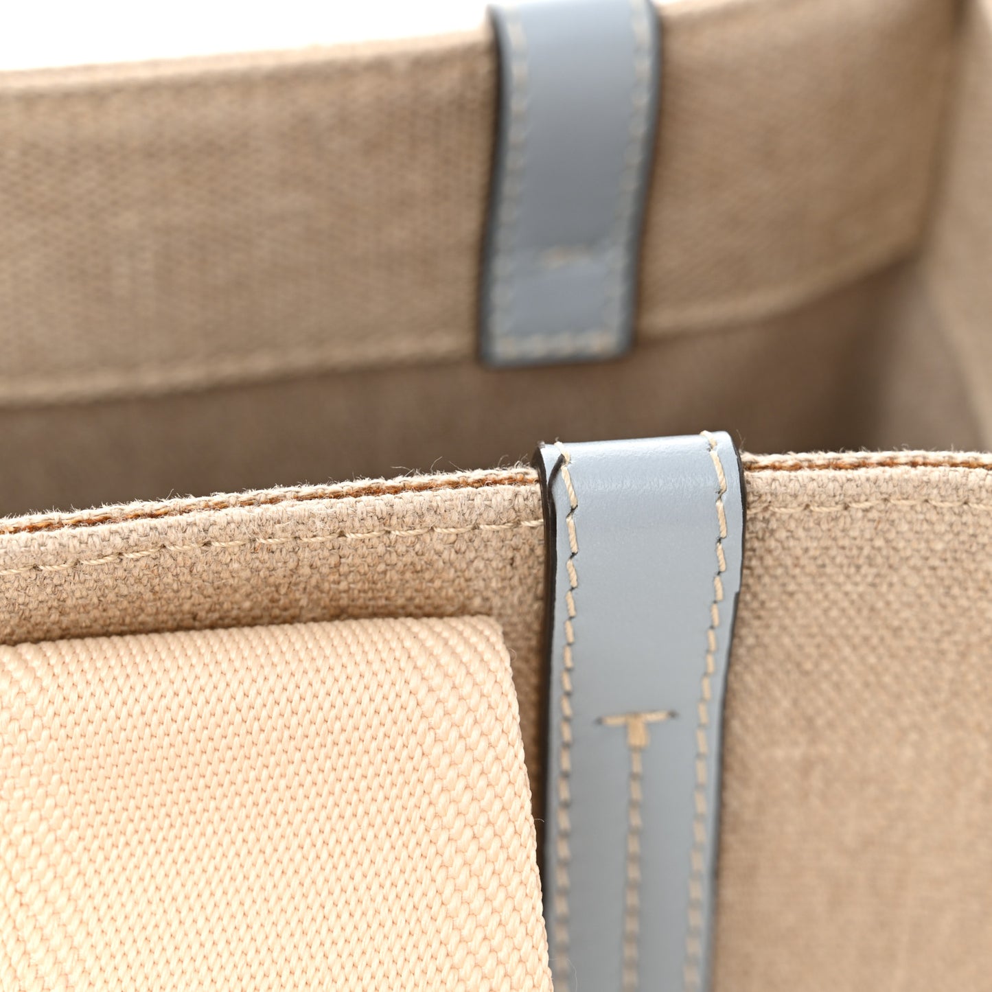 Linen Calfskin Medium Woody Ribbon Tote White Light Blue