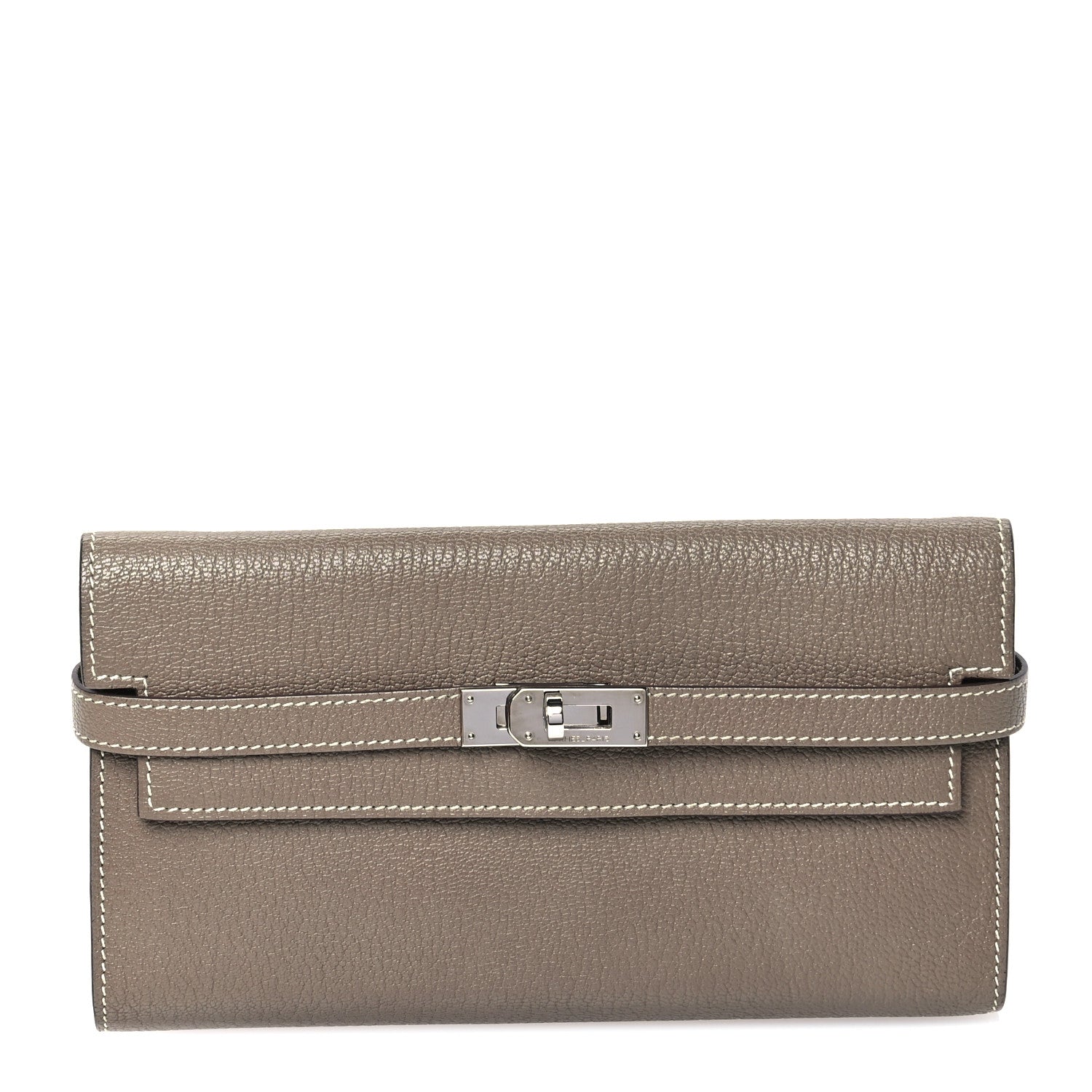 Hermes Chevre Mysore Kelly Longue Wallet Etoupe 1 of 9