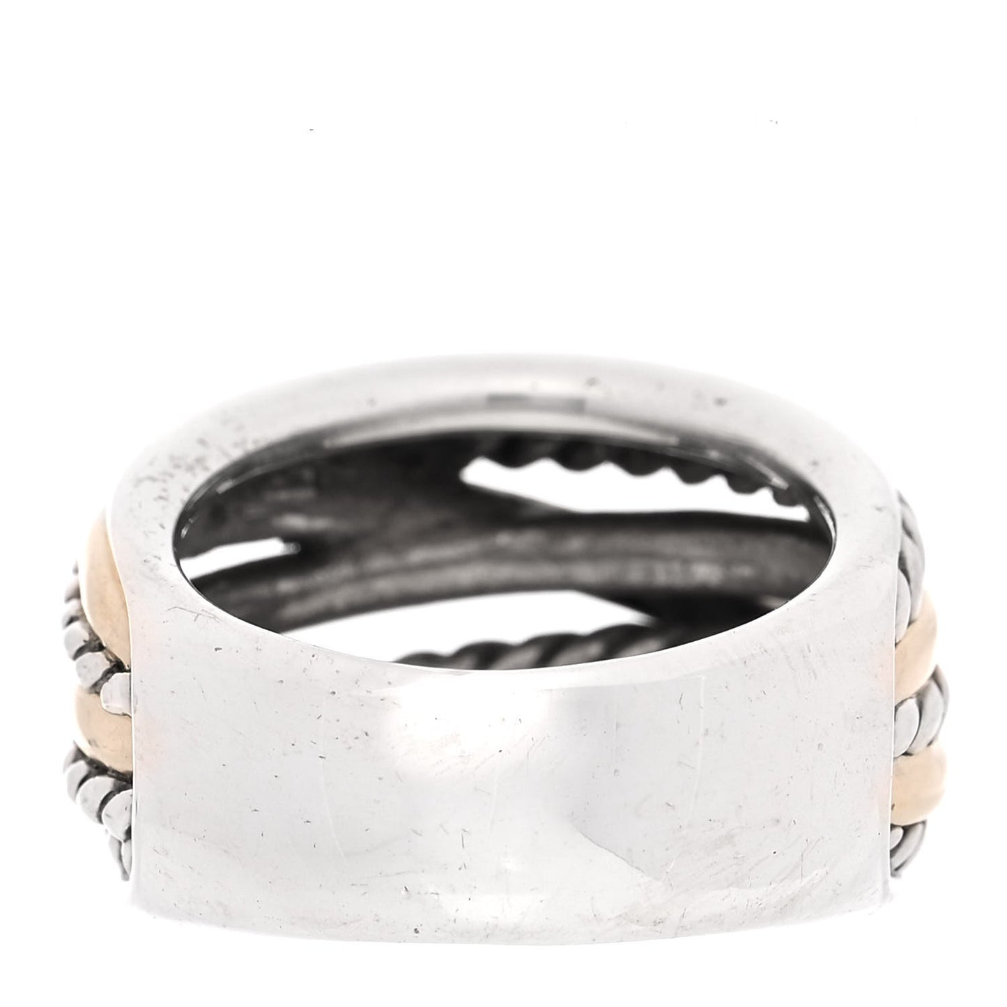 Sterling Silver 14K Yellow Gold Wide Crossover Ring 60 9