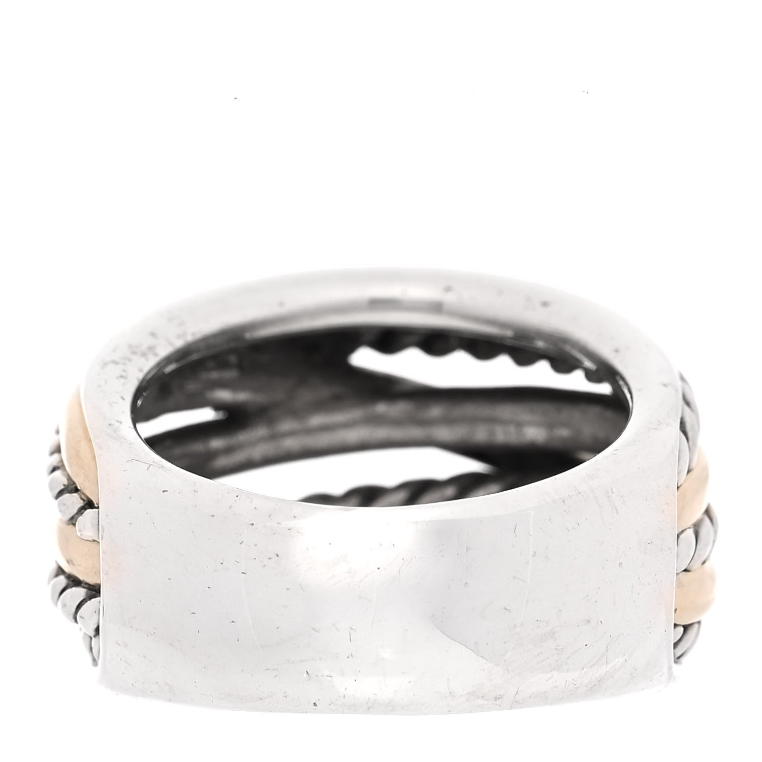 David Yurman Sterling Silver 14K Yellow Gold Wide Crossover Ring 60 9 3 of 5